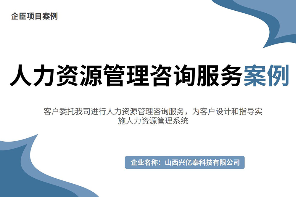 【典型案例】人力资源管理咨询服务，为客户设计和指导实施人力资源管理系统